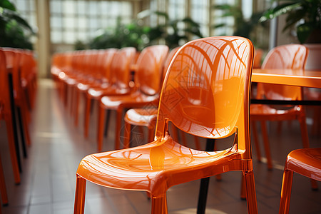 橙色塑料桌椅背景图片