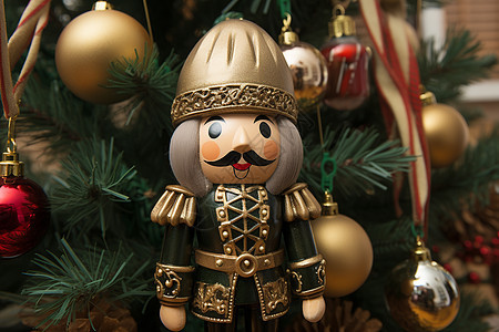 圣诞树下的守卫背景图片
