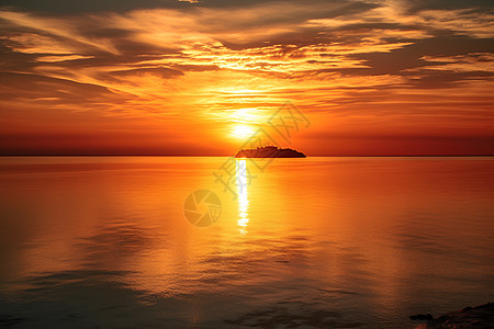 日落时的海面风景背景图片