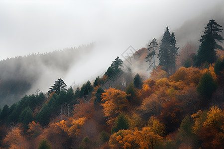 云雾缭绕的山山林间云雾缭绕背景