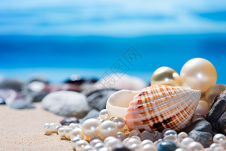 海滩珍珠沙滩上的珍珠背景