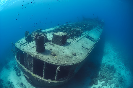 海底沉船背景图片