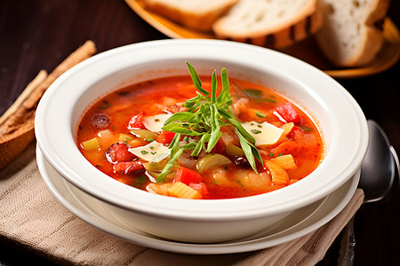 碗中美味的番茄汤图片