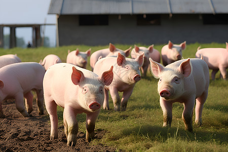 农村饲养的猪群图片