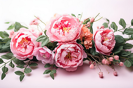 桌面上的粉色花朵背景图片
