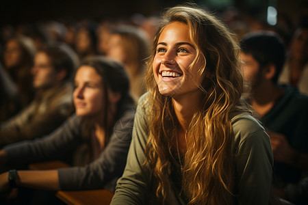 室内欢笑的女学生背景图片