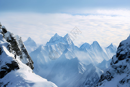 白雪皑皑白雪山峰背景