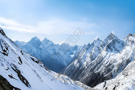 山脉雪景白雪皑皑雪峰高清图片