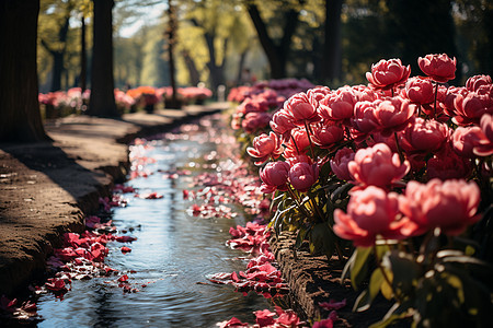 花园中的粉色花朵背景图片