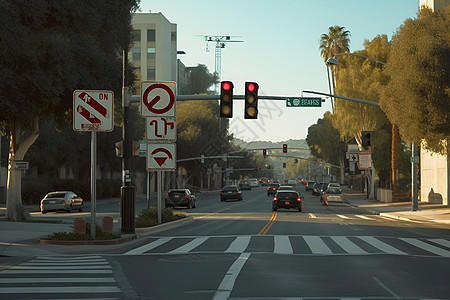 城市路口的红绿灯背景图片