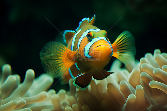 小丑鱼在海葵间游动图片