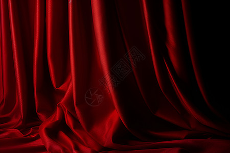 红色绸缎的幕帘图片