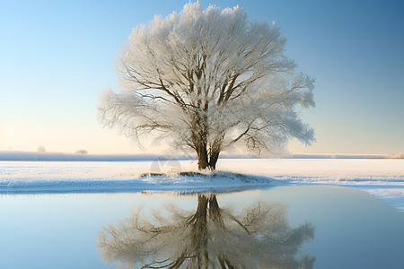 冬日孤树背景图片
