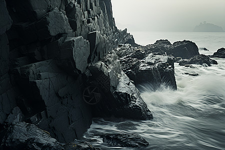 岩石的海滩背景图片