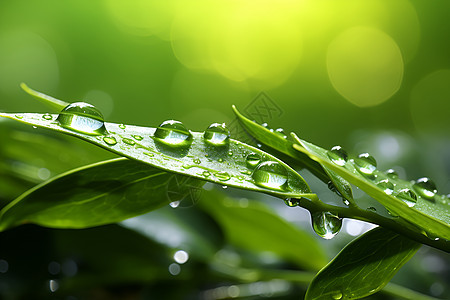 雨后一片绿叶图片