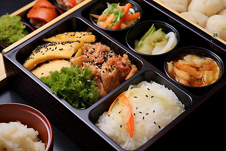美味的日式盒饭图片