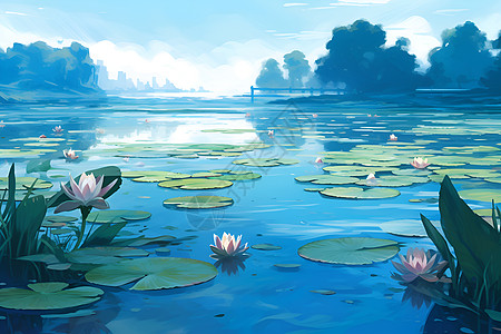 湖畔的莲花图片