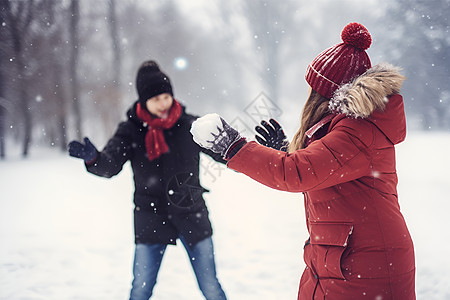 欢乐打雪仗的人高清图片