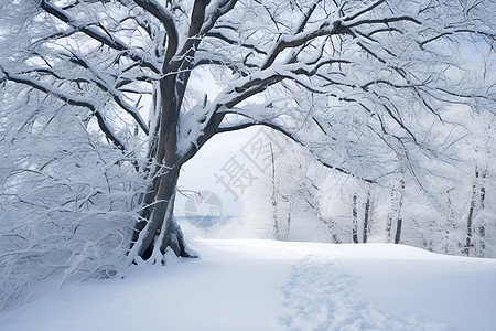 冬日寒冷的森林背景图片