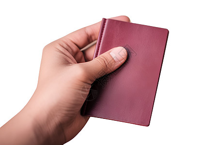 手持证件手持红色护照背景