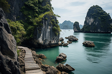 悬崖上的绿色海岸图片