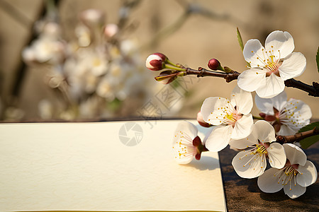 信纸旁优雅的梅花图片