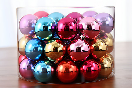 闪耀光滑的彩色玻璃球背景图片