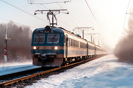 冬季行驶中的列车背景图片