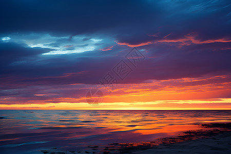 黄昏海洋的美丽景观背景图片