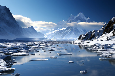 白雪背景冬季白雪覆盖的山谷景观背景