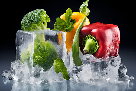 冰冻的青菜食材图片