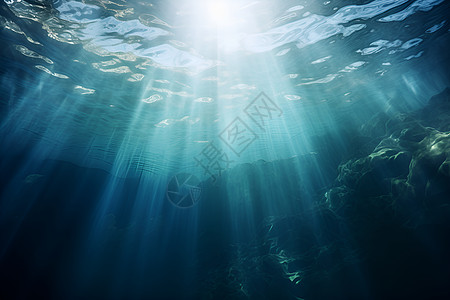 深海中的光线背景图片
