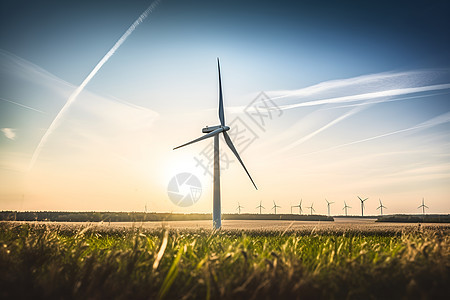 创新科技的风力发电机背景图片