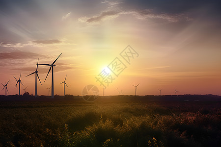 田野中的风能涡轮机图片