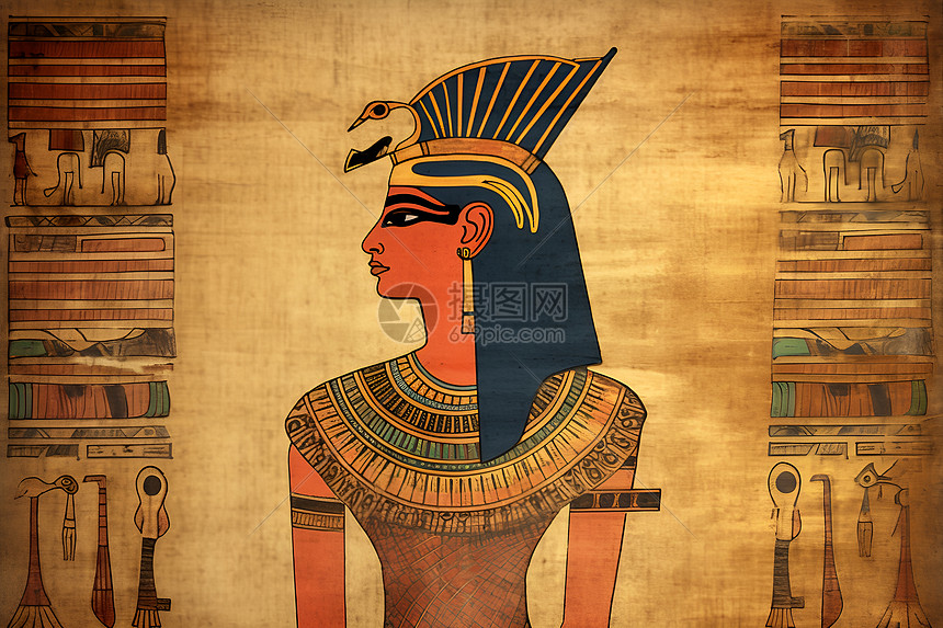 宗教传统的埃及女子壁画图片