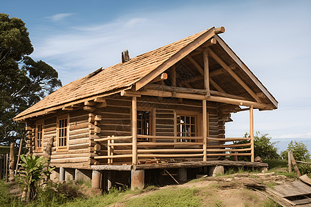 田园风情的木制小屋图片