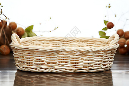 手工编织的竹篮背景图片