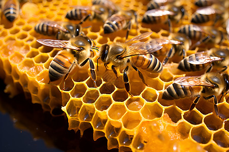 蜂巢里的蜜蜂背景图片