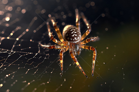 蛛网中行走的蜘蛛图片