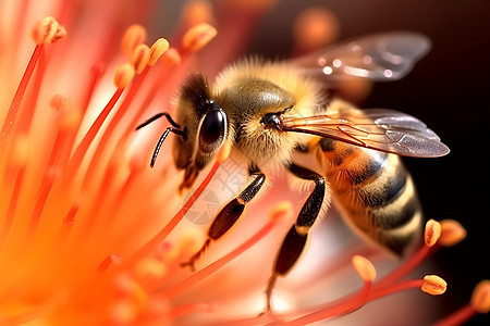 小蜜蜂采集花粉图片