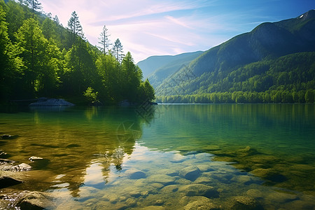 清澈见底的湖水背景