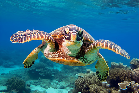 海龟畅游于海洋中图片