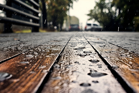 潮湿地板户外公路上的雨水背景