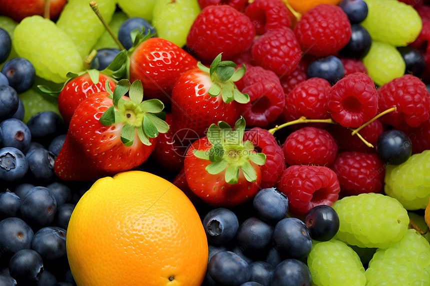 健康的草莓和蓝莓图片