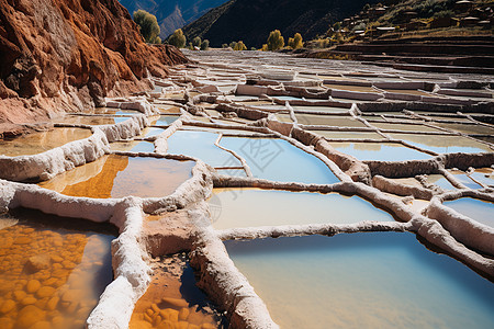 盐湖的水流水池背景图片