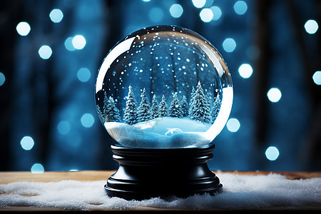 玻璃球里的雪花树木图片