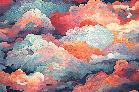 色彩斑斓的云彩绘画图片