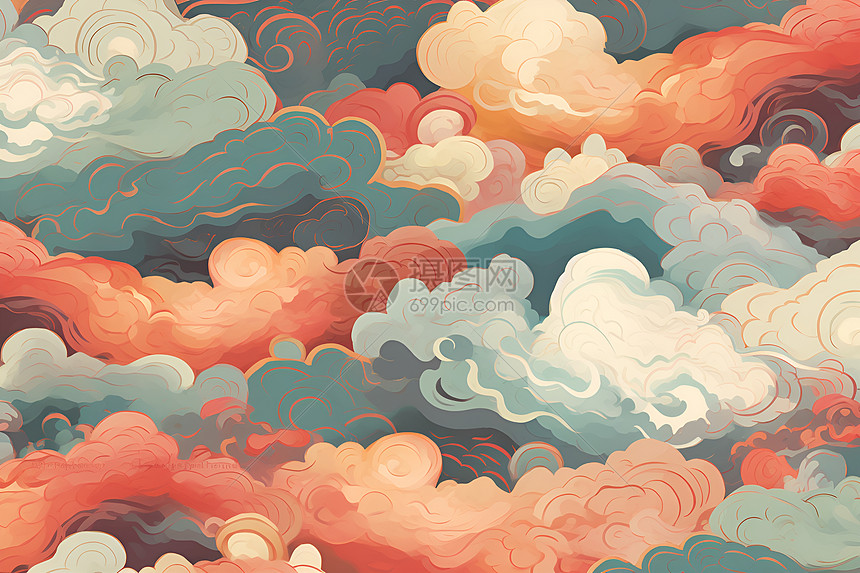 流动的彩云图片