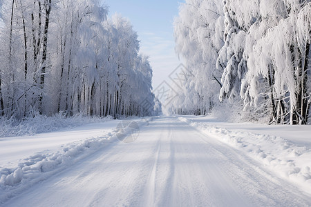 冬季的雪地道路图片