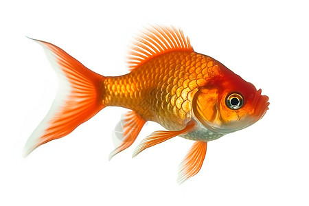 白色背景上的红尾金鱼图片